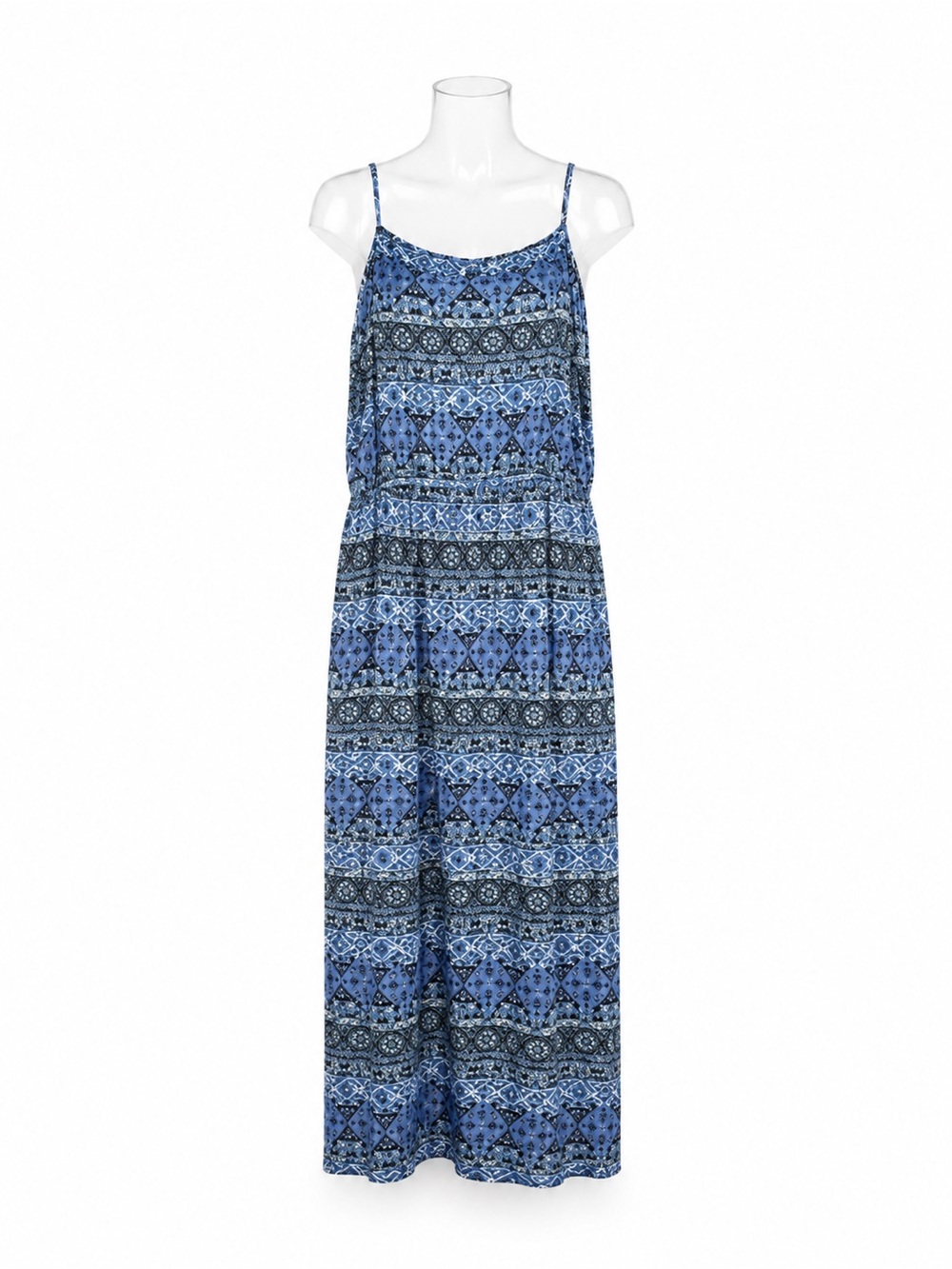 Forever 21 Blue and Black Geometric Maxi Dress
